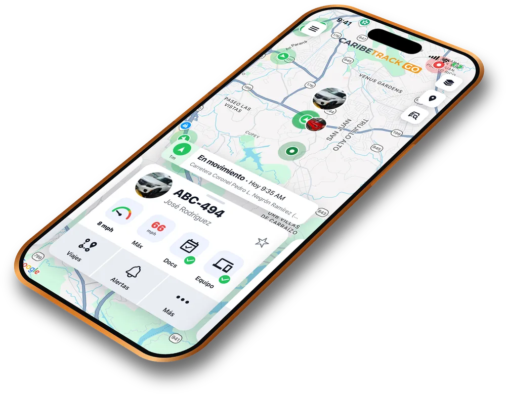 CaribeTrack GO en el teléfono
